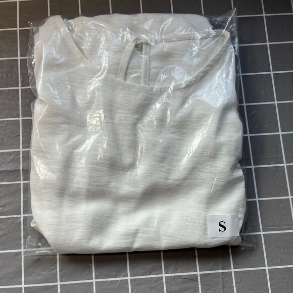 White Semi Sheer Casual Sleeveless Knee-Length Ruffle Mini Shift Dress Small NWT - Picture 10 of 13